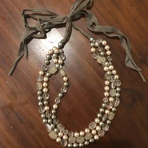 Loft Pale Pink and Grey Tiered Necklace